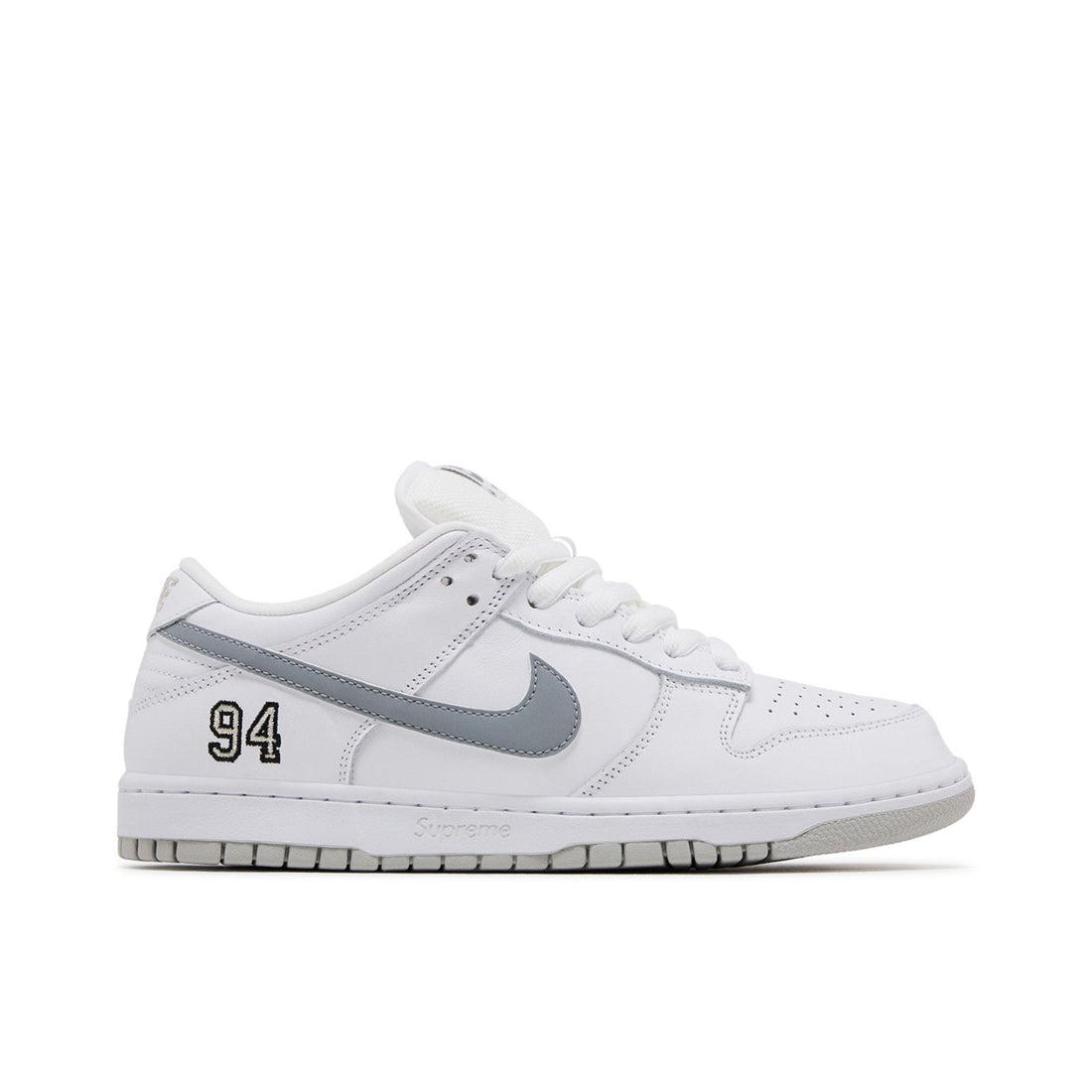 SUPREME X DUNK LOW SB 'WHITE METALLIC SILVER'