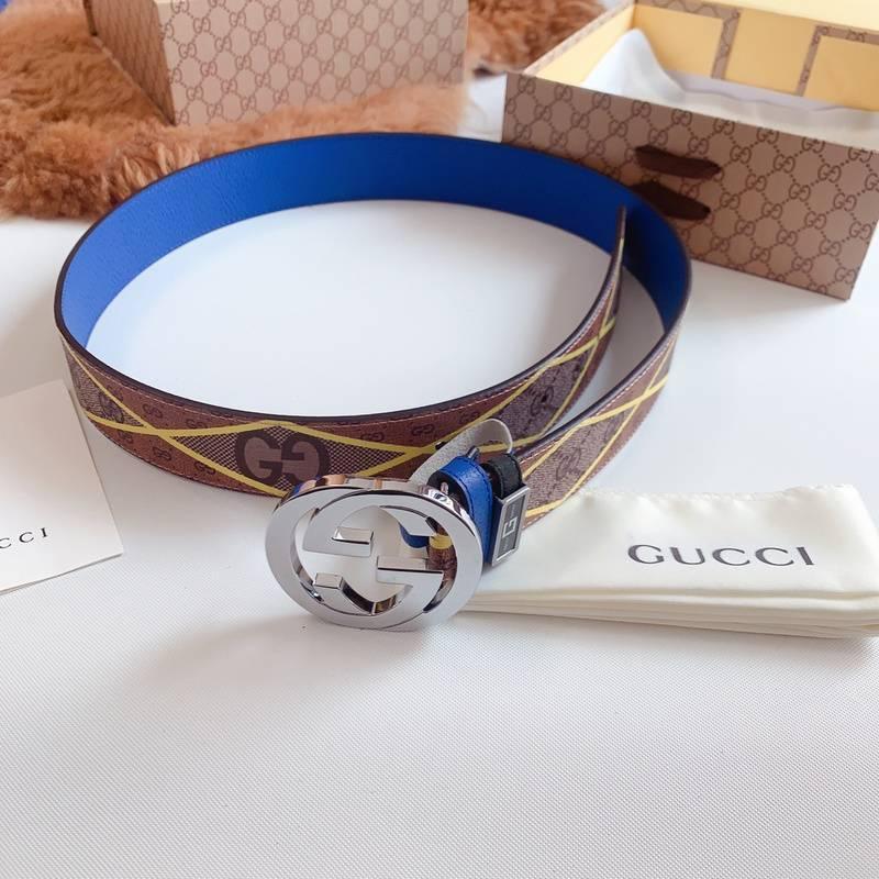 GUCCI Embellished coated-canvas and leather belt 'Brown'