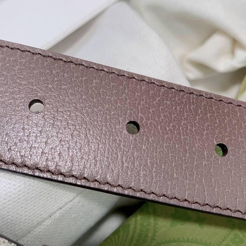 GUCCI Embellished coated-canvas and leather belt 'Grey'