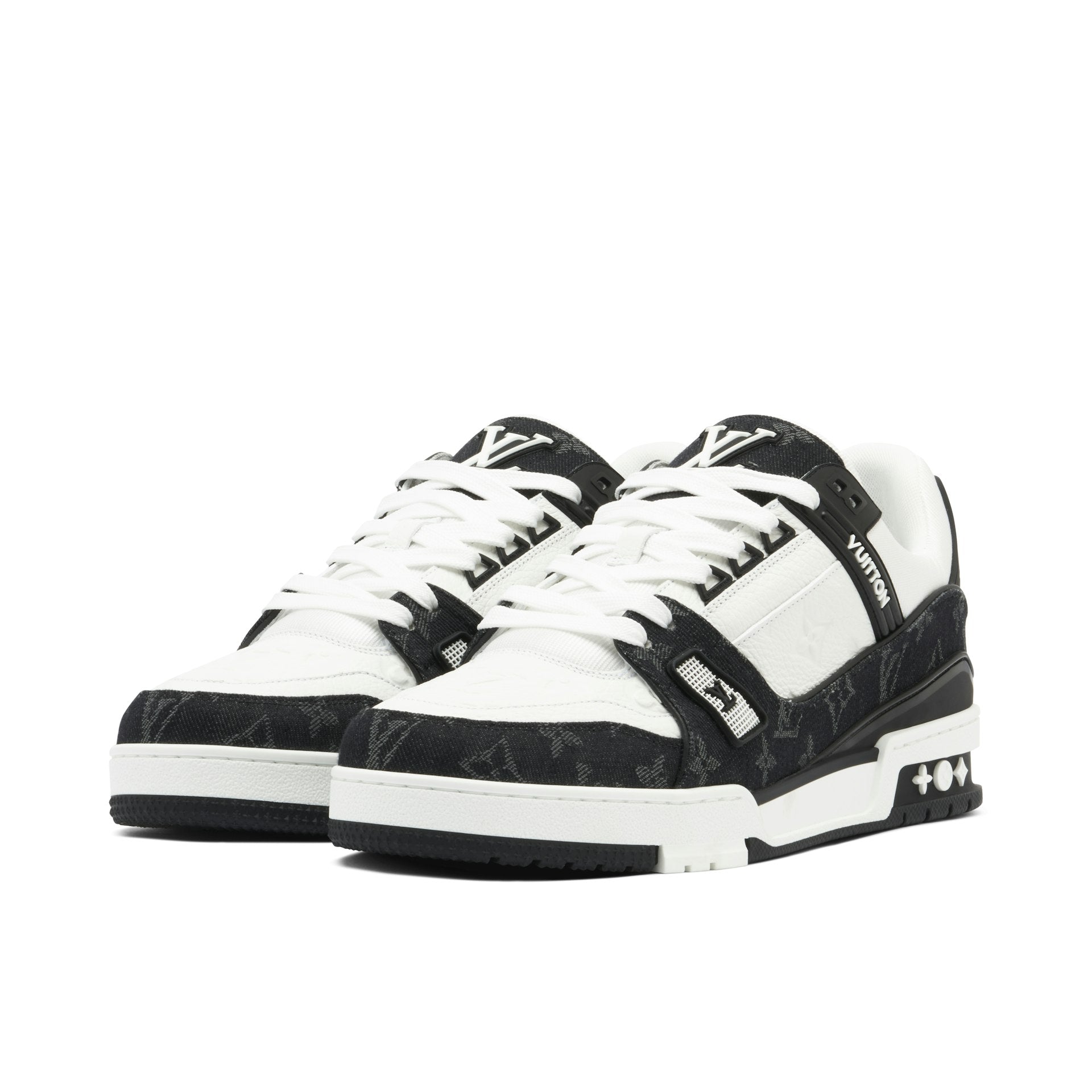 LOUIS VUITTON LV TRAINER DENIME MONOGRAM WHITE BLACK