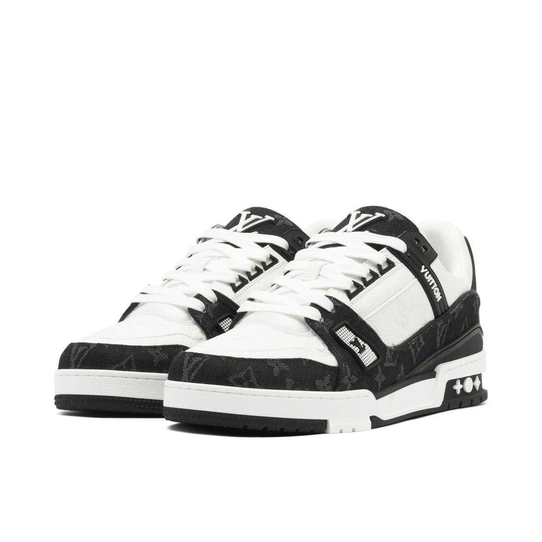 LOUIS VUITTON LV TRAINER DENIME MONOGRAM WHITE BLACK