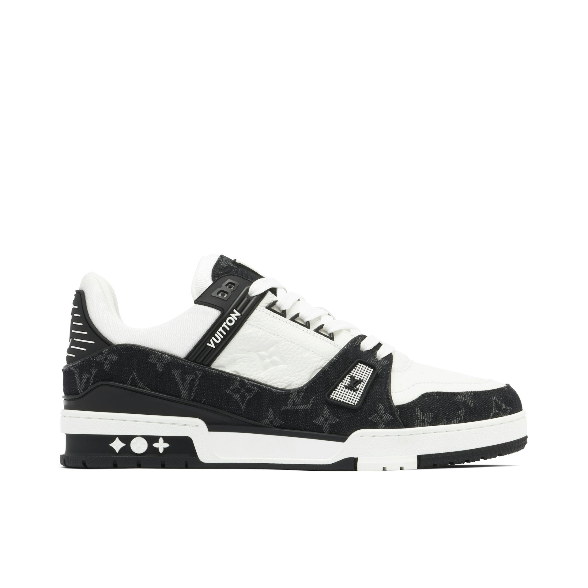 LOUIS VUITTON LV TRAINER DENIME MONOGRAM WHITE BLACK