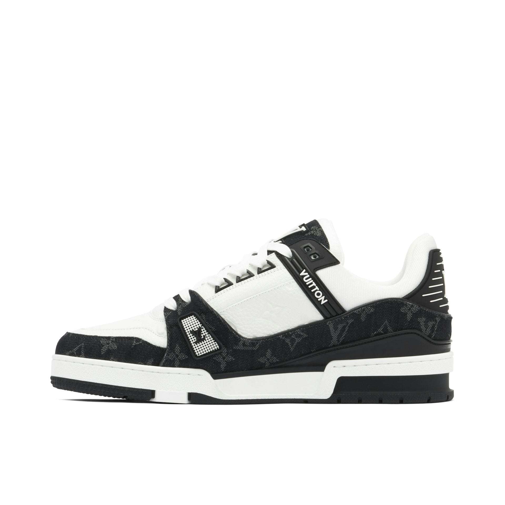 LOUIS VUITTON LV TRAINER DENIME MONOGRAM WHITE BLACK