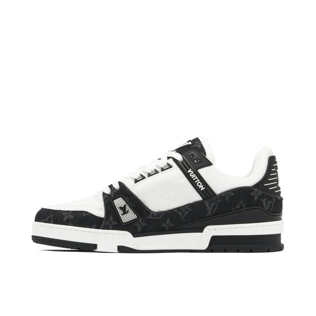LOUIS VUITTON LV TRAINER DENIME MONOGRAM WHITE BLACK
