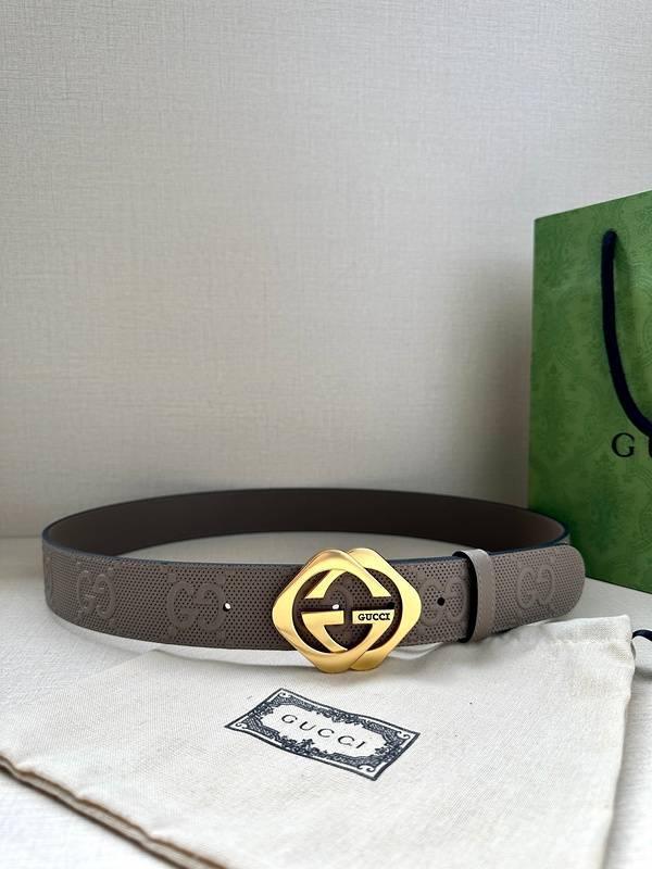 GUCCI Embellished coated-canvas and leather belt 'Dark Grey'