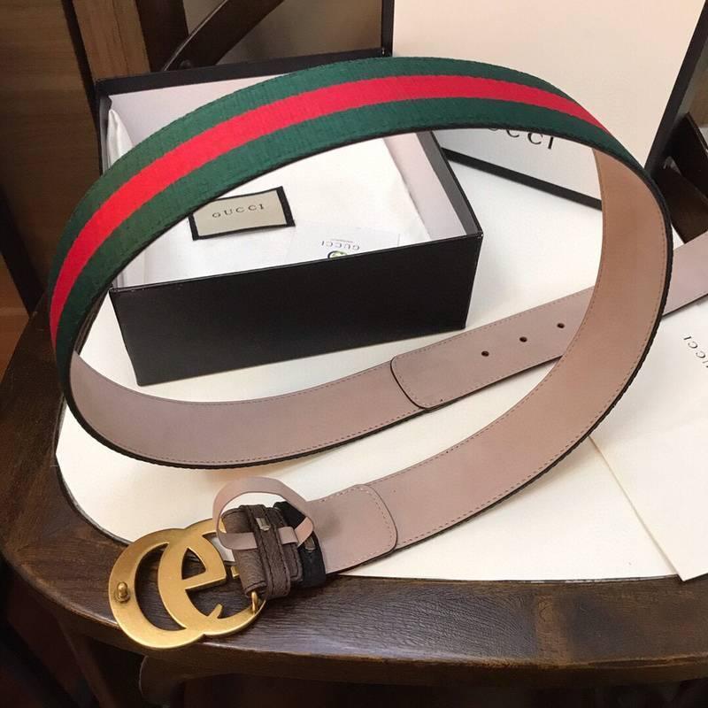 Gucci GG Marmont Web Belt Canvas and Leather 'Green/Red'