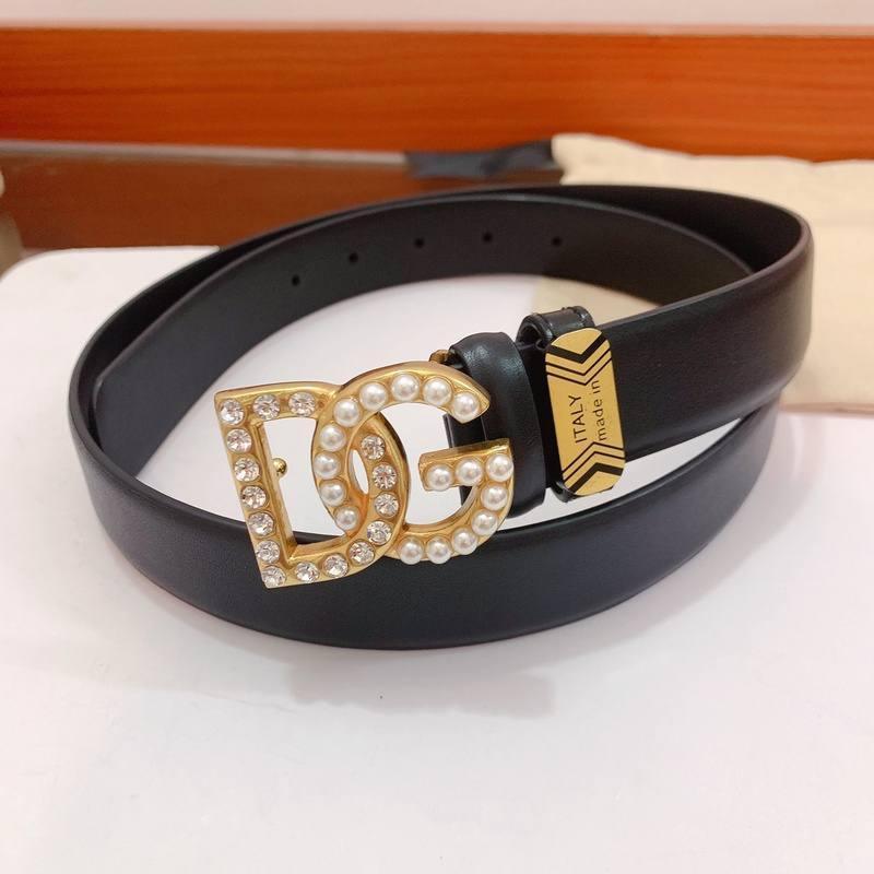 Dolce Gabbana Calfskin belt with bejeweled DG logo 'Black'