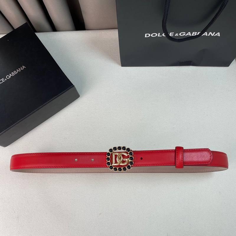 Dolce Gabbana Women Calfskin belt with bejeweled DG logo 'Red'